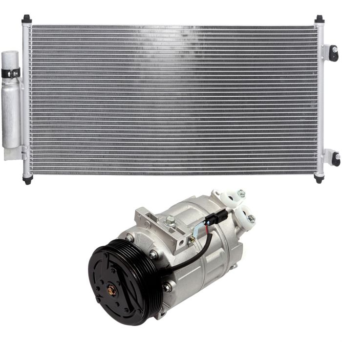 Aluminum AC Condenser & AC Compressor Cooling 2007-2012 Nissan Sentra 2L