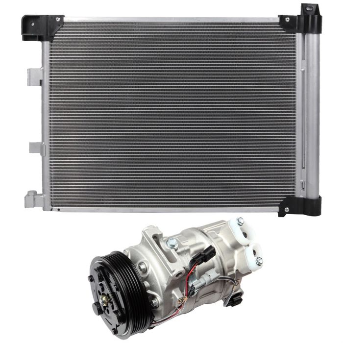 Aluminum AC Condenser & AC Compressor Cooling Kit 2013-2015 Nissan Sentra 1.8L