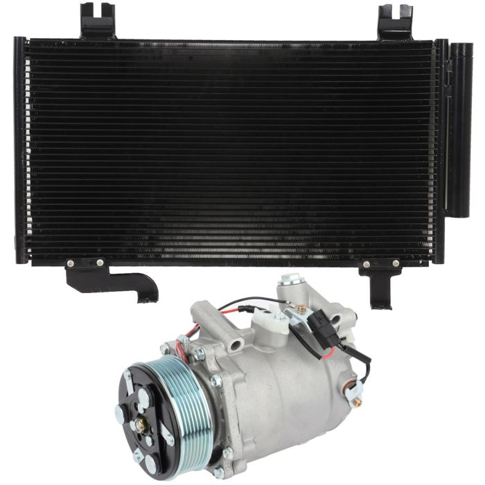 Aluminum AC Condenser & AC Compressor Cooling Kit 09-14 Acura TSX 2.4L