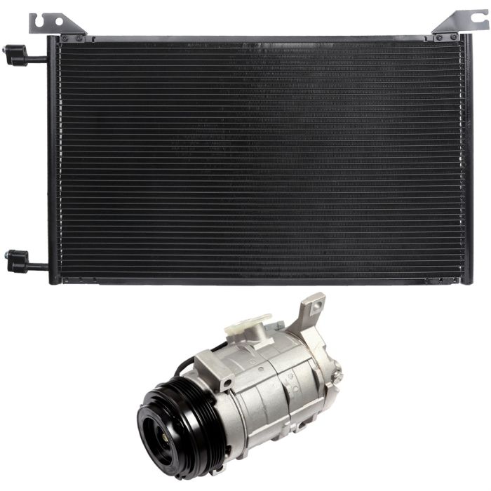 Aluminum AC Condenser & AC Compressor Cooling Kit 10-14 Chevrolet Tahoe 5.3L 2009 Hummer H2 6.2L