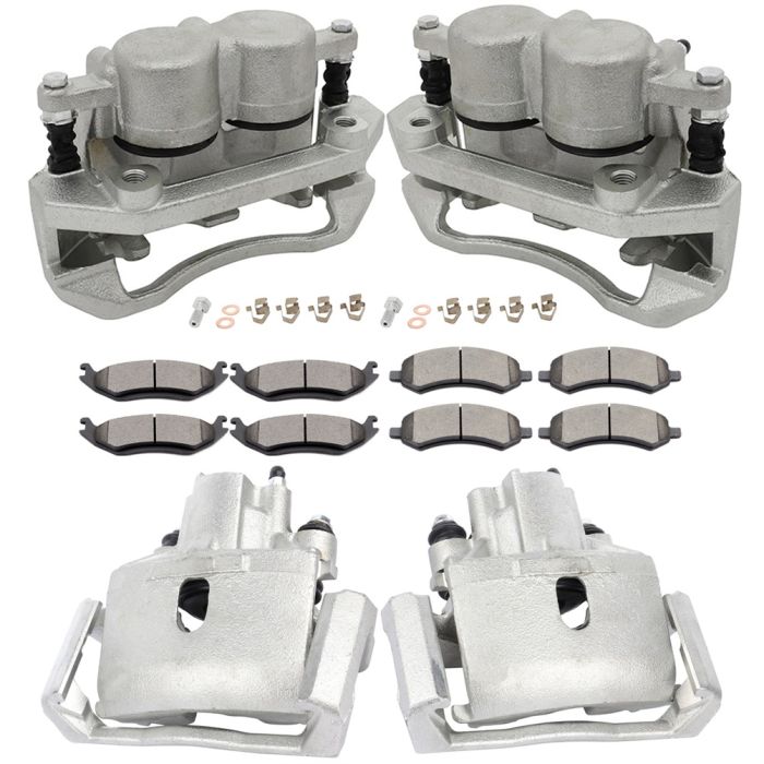 Front and Rear Brake Calipers And Brake Ceramic Pads For 09-2010 Dodge Ram 1500