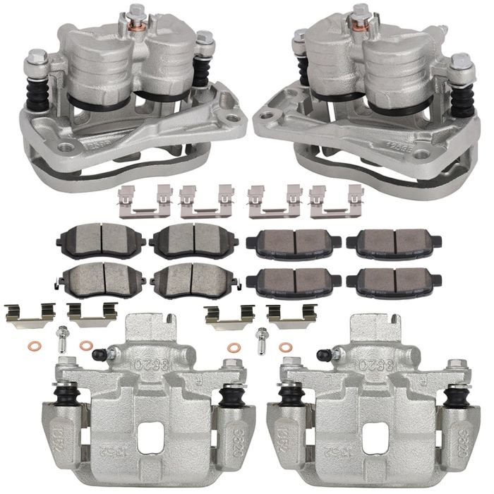Front and Rear Brake Calipers And Brake Ceramic Pads For 2003-2004 Subaru Legacy