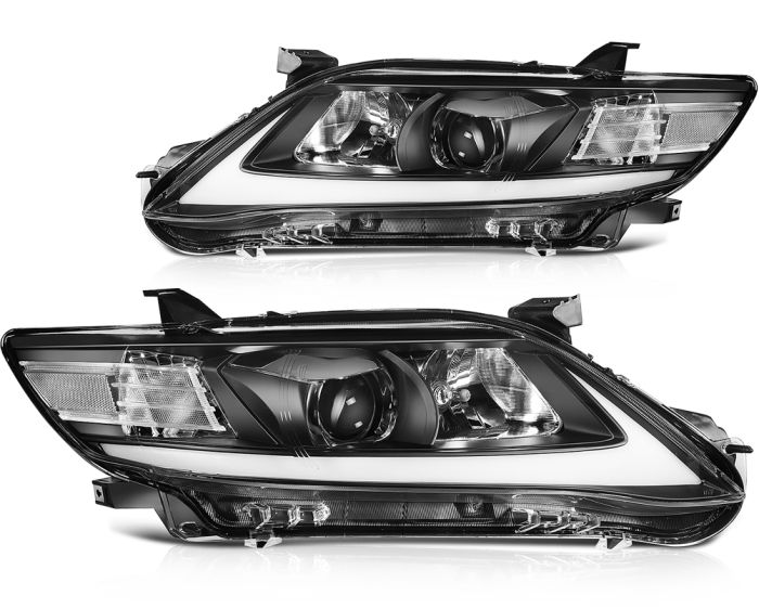 2010-2011 Toyota Camry DRL LED Headlights Assembly Set Black Left + Right