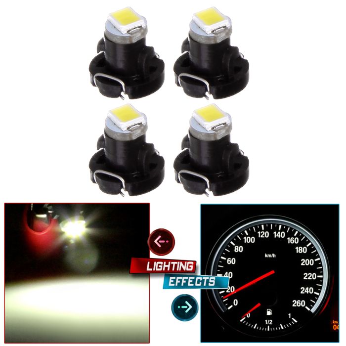 4Pcs White 8mm T3 Neo Wedge LED Bulb 1SMD LED Chips for Instrument Panel Indicator A/C Climate Control Lights