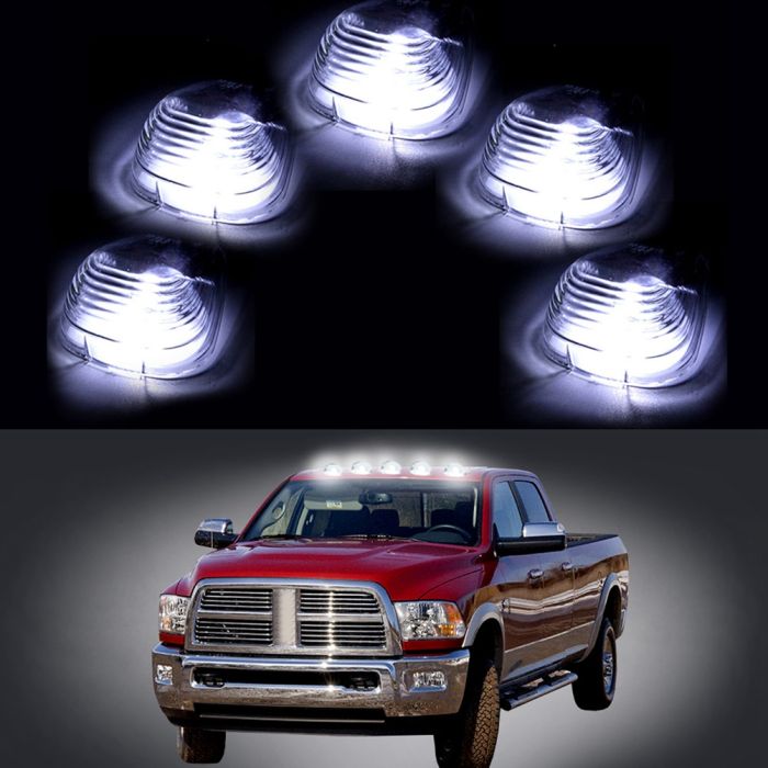 5x Cab Marker Clearance Clear Light Cover Case + 5x161 5050 White LED For Ford