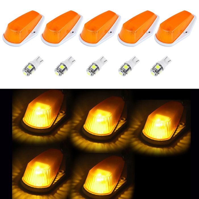 5x Amber Roof Cab Marker Light Cover Assembly+ Free Bulbs 168 For 1980-1997 Ford