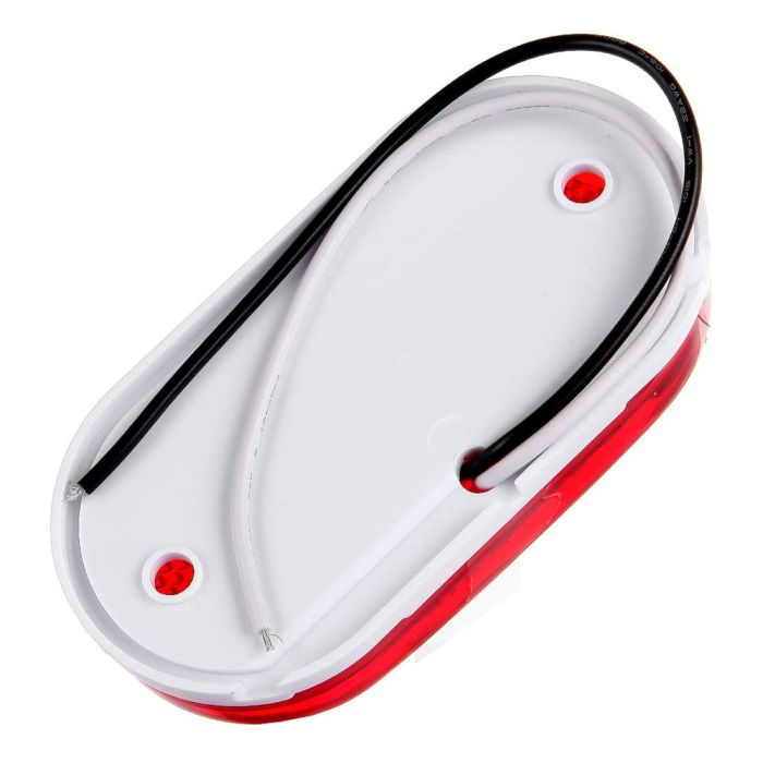 8PCS LED Oval Side Marker Light Trailer Red Snap-on Lens With White Base Surface Mount 6 Diodes LED