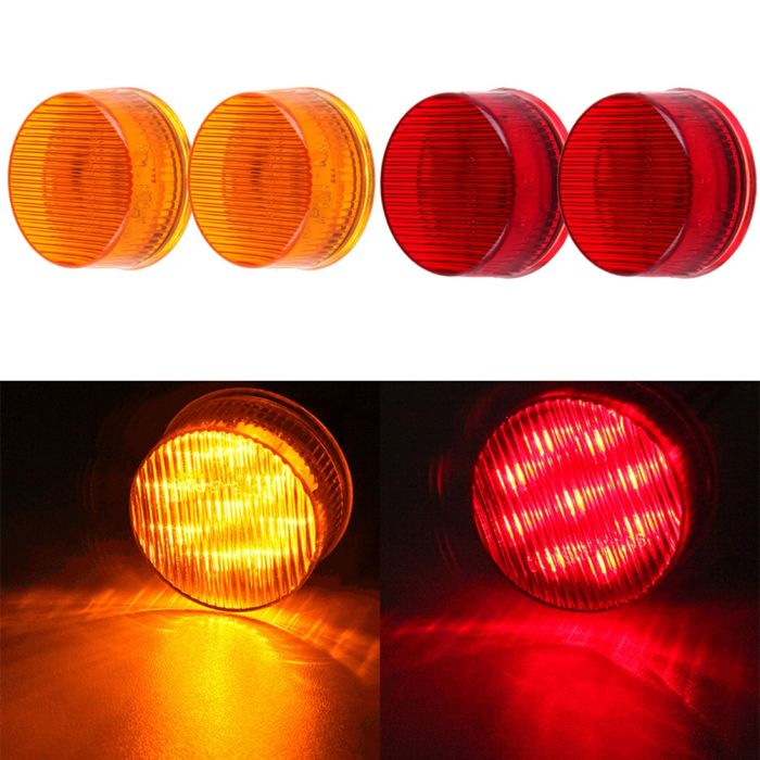 4Pcs Red Amber Round Side Marker Light 2008 Freightliner Columbia 2014 Kenworth T680 Turn Signal Rear Tail For Truck Trailer 9LED 12V