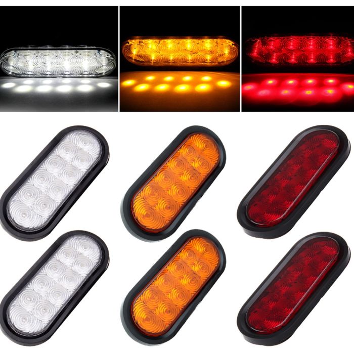 6Pcs Red Amber White Side Marker Trailer Light 10 LED For 98-04 Ford F150 07-16 Chevrolet Silverado 3500 HD