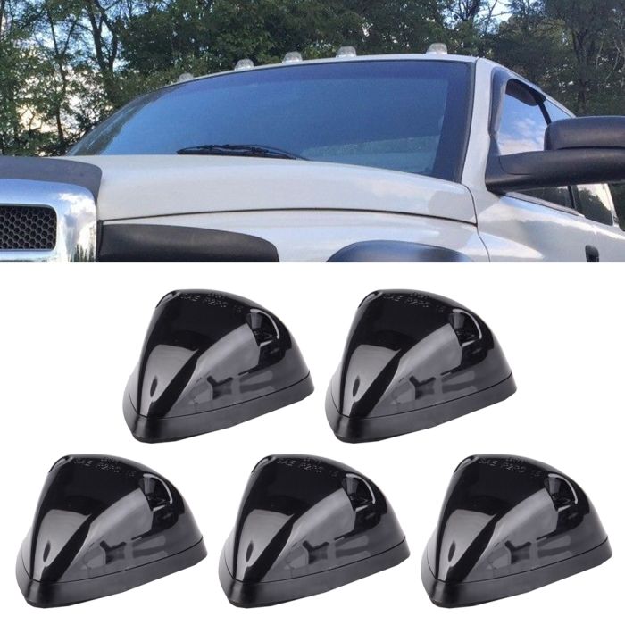 5pcs Smoke Cab Running Clearance Light Covers for 1994-1998 Dodge Ram 1500 2500