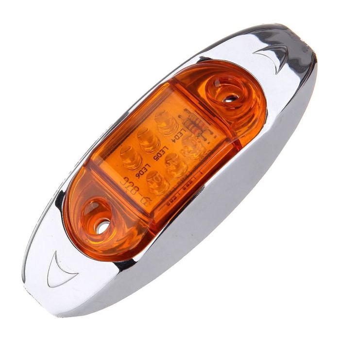 5Pcs Amber Side Marker Light 2008 Freightliner Columbia 2014 Kenworth T680 Fish Shape Chrome Truck Trailer 6LED 12V