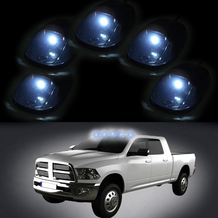 5pcs Smoke Cab Marker Light Cover + Free T10 Interior LED Bulb for Dodge Ram