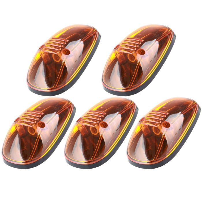 Pack of 5 264145BK Amber Roof Running Clearance Light Cover+Base for 2000 Dodge