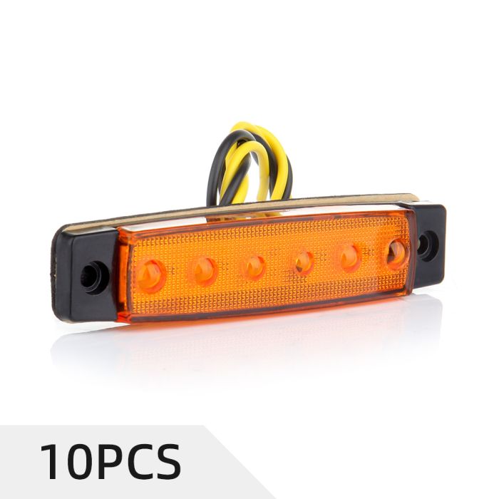 10PCS Amber Thin Line Side Marker Light Clearance Tail 6LED 12V