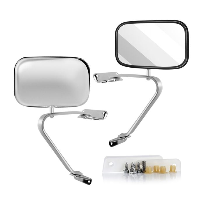 Side View Mirror For 80-96 Ford F150 83-92 Ford Ranger Manual Mirrors Chrome Steel