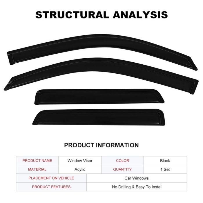 Window Visor Windows Rain Guards(E166610)-4Piece