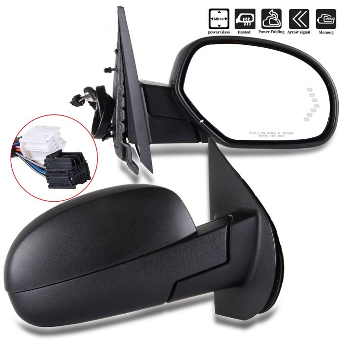Side View Mirrors Power Heated Fit 07-13 Chevy Avalanche GMC Sierra 1500
