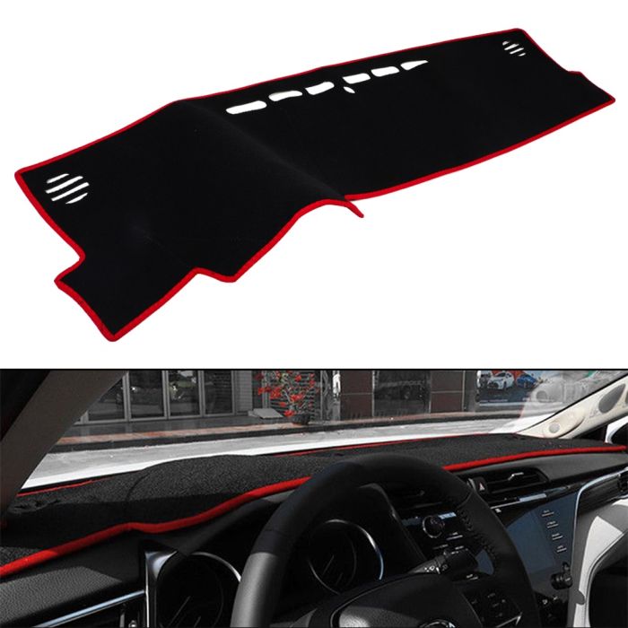 Dash Cover Mat Black Red wire Fit for Toyota Camry 