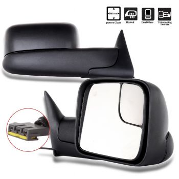 Towing/Truck  Mirror Black fit for 1994-1997 For Dodge  Ram 1500 2500 3500 with A PC RH Passenger Side Mirror Power Adjusted No Heated No Signal Light Manual Flip Up