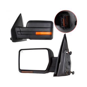 2007-2014 Ford F150 L+R Power Towing Mirrors Heated Puddle Signal Lights Side View 1 Pair Set