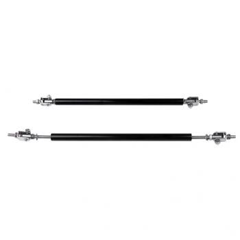 Adjustable Black Front Chrome Lip Splitter Rod Strut Tie Bar Support(E10494201CP) For Universal  - 2 Piece