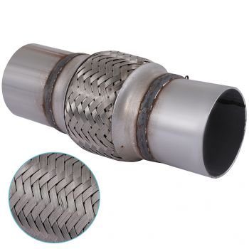 2.5" x 4" w/ Ends 8" Long Exhaust Flex Pipe Coupling Stainless Steel Triple Ply