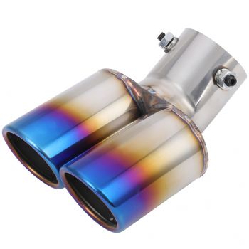 2.5" Inlet-2.5" Out Dual Exhaust Pipe Tip Muffler Stainless Long 6.69" New