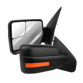 2004-2014 F150 Towing Mirrors Truck Rear View Mirrors with Manual Folding Turn Signal Lights Power Heated Back Reflector