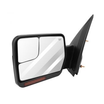2004-2014 Ford F150 Tow Mirror with Puddle Lamp Power Control Heated Manual Folding Reflector Driver Side