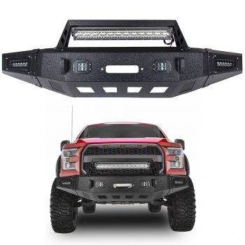 2015-2017 Ford F150 Powder Coat Steel Front Winch Bumper with 5x Light