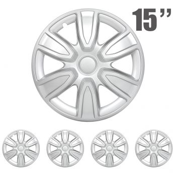 ECCPP 4PC Set 15 inch Silver Hubcap Wheel Cover OEM Replacement Full Lug Skin Durable 