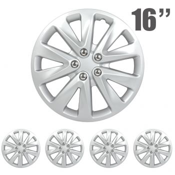 ECCPP 4PC Set 16 inch Silver Hubcap Wheel Cover OEM Replacement Full Lug Skin Durable