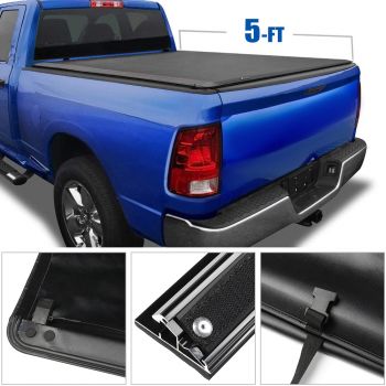 5.5ft Bed Fits 07-19 Toyota Tundra Hard Quad-Fold Truck Bed Tonneau Cover
