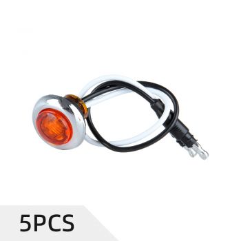 Amber Side Marker Light Chrome LED Stop Turn Tail Light for Truck - 5PCS