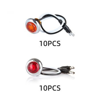 10 Red 10 Amber Side Marker Light Chrome LED Stop Turn Tail Light for Truck -20PCS