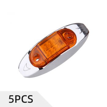 Side Marker Light Amber 6LED Fish Shape Light Stop Turn Tail Light for Truck Pickups-5PCS