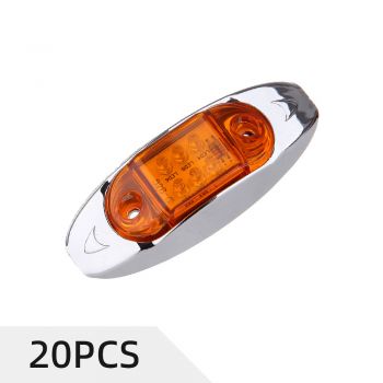 Side Marker Light Amber 6LED Fish Shape Light Stop Turn Tail Light for Truck Pickups-20PCS