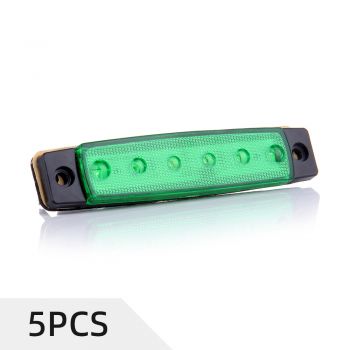 3/8" 6 LED Green Side Marker Clearance Light for Truck-5PCS