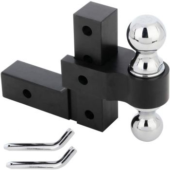 Tow Trailer Hitch Black Aluminum 2 Ball Towing 2 Inch