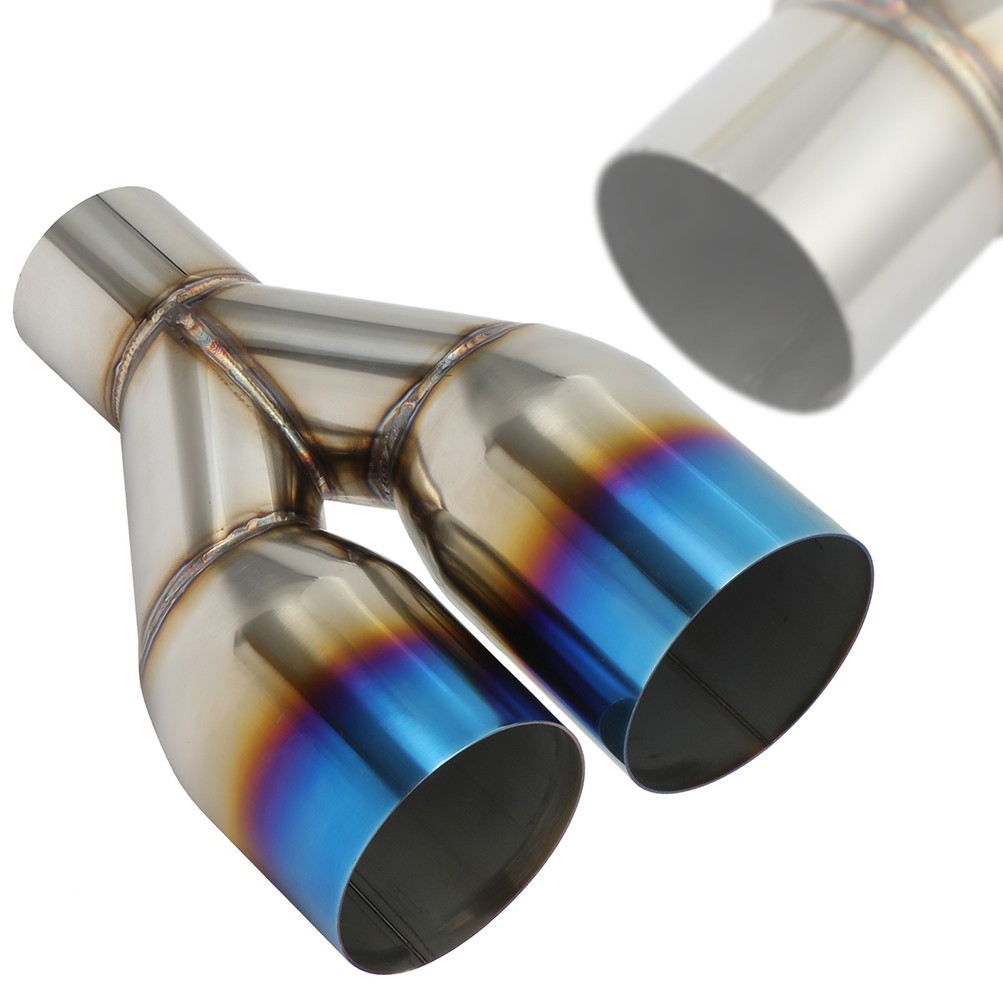 Dual Rainbow Burnt Tip T304 Straight Cut Exhaust Muffler 2.5" Inlet/ 3.5" Out