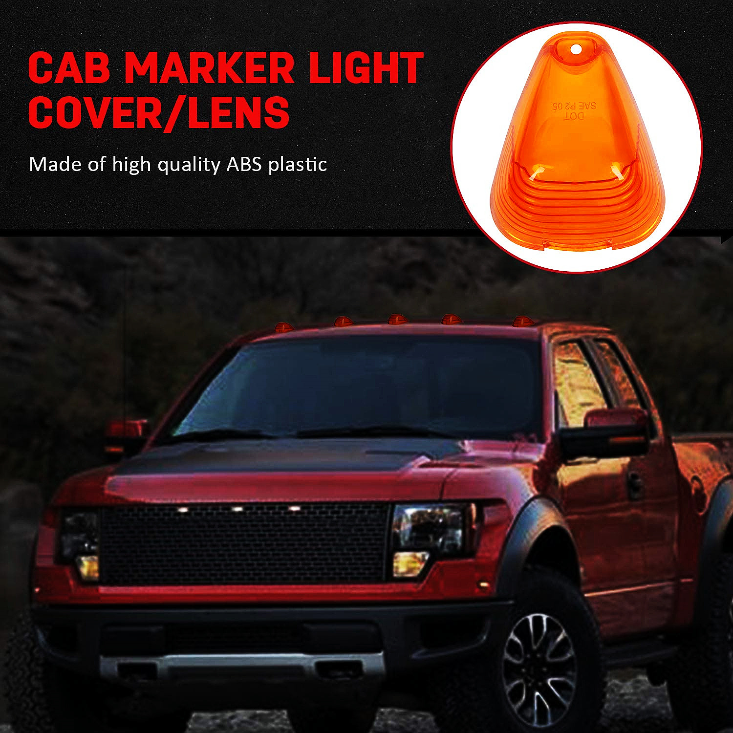 5 Pcs Amber Teardrop Shape Cab Marker Clearance Light Lens Cover Replacement Fit for 2004-2016 Toyota Tacoma/2004-2018 Chevrole