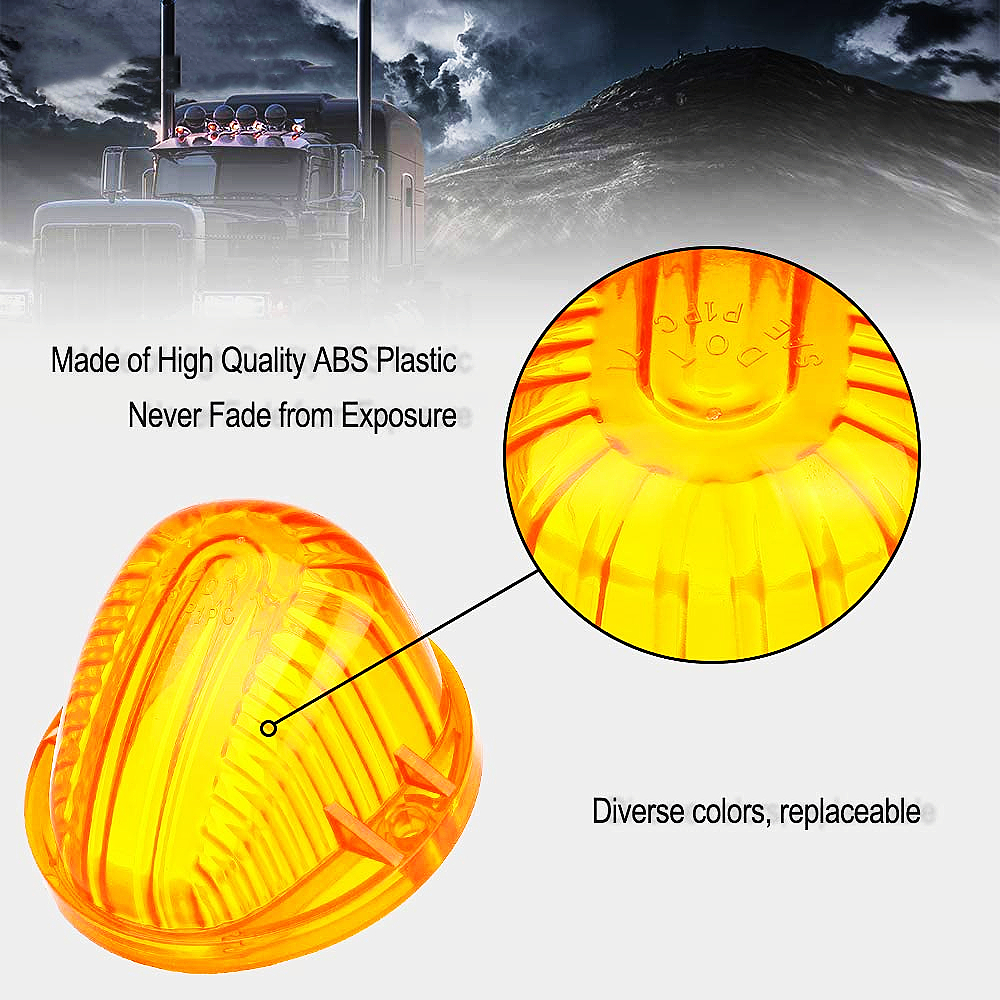 5 Pcs Amber Round Shape Cab Marker Light Lens Cover Replacement Fit for 1977-1986 Chevrolet C30/1980-1987 GMC C6000