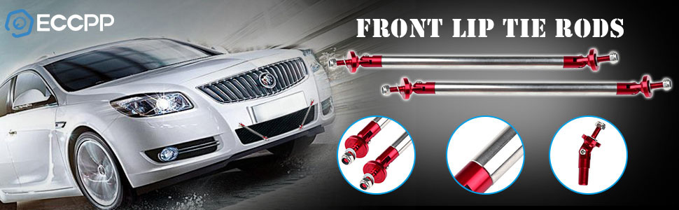 red adjustable front car bumper lip splitter strut rod tie support bar e10493901cp for universal 2 piece