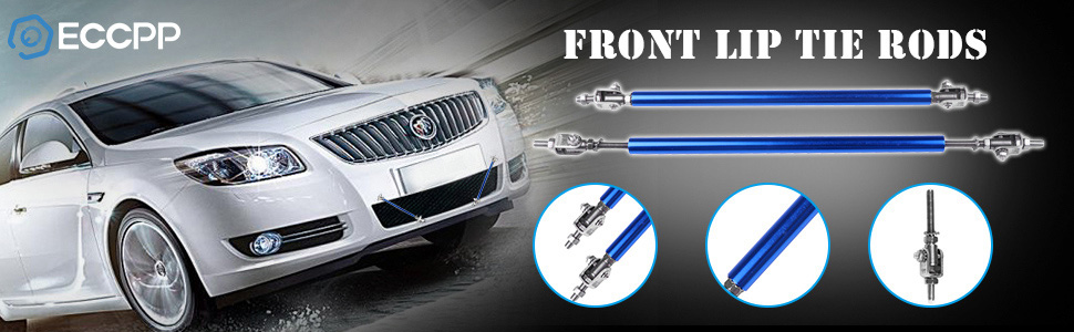 blue front chrome lip splitter rod strut tie bar support adjustable e10494401cp for universal 2 piece