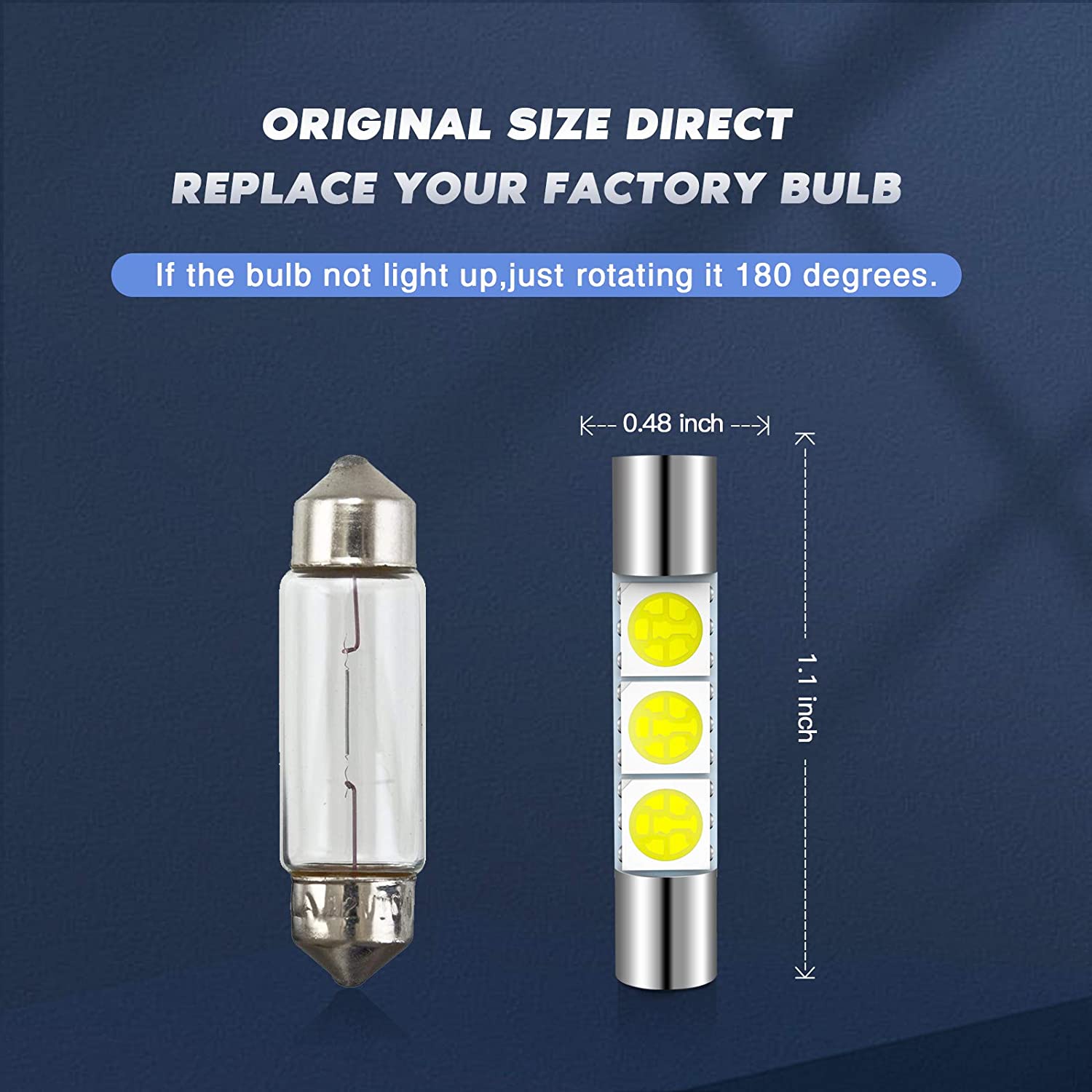White 28mm 29mm LED License Plate Light Bulb 3SMD 5050 Chips Fit for 2006-2018 Ford Explorer/2009-2019 Jeep Grand Cherokee