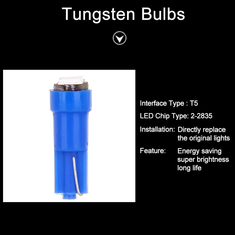 Blue Wedge T5 LED Dashboard Gauge Light Bulb 2SMD 2835 Chips