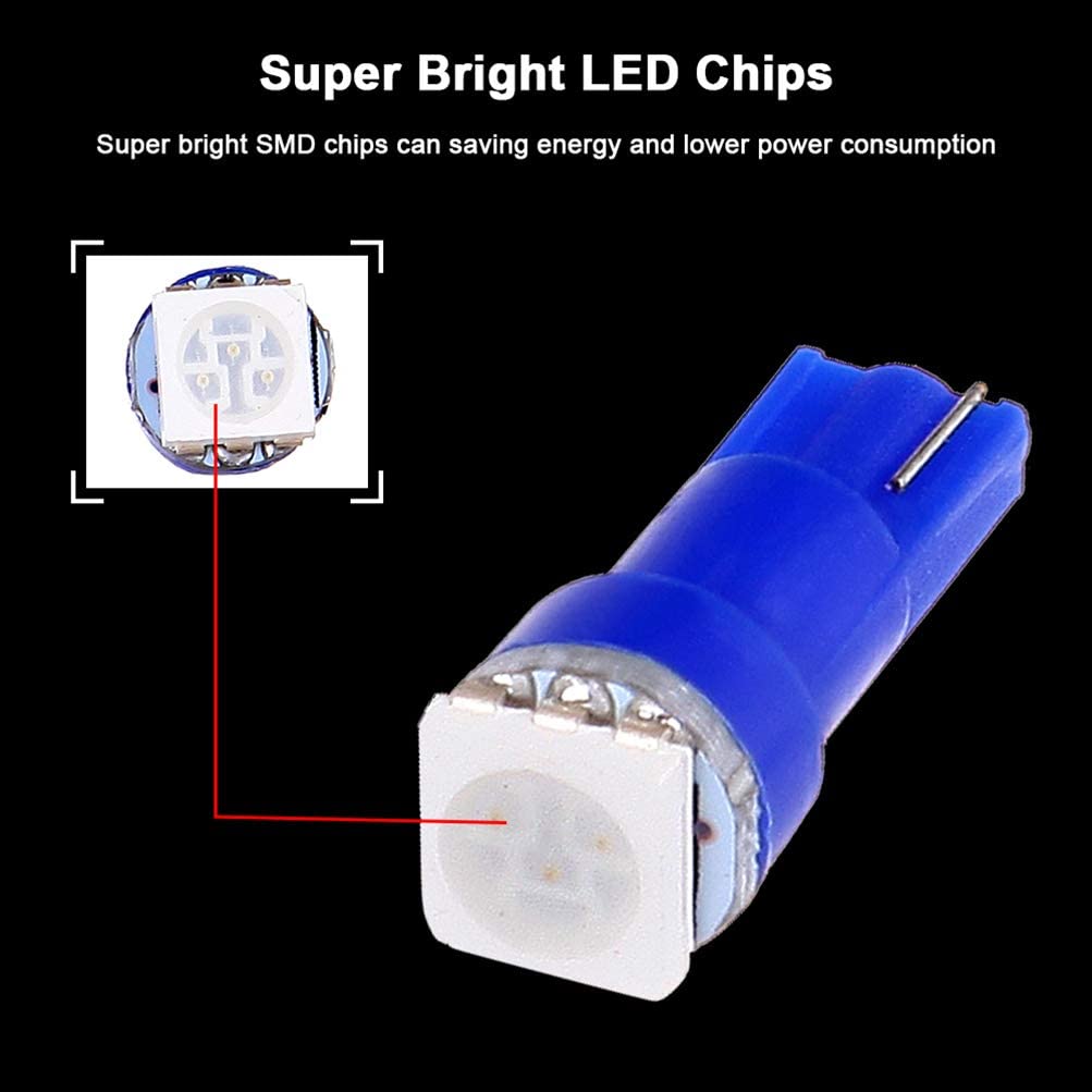 CCIYU Blue T5 LED License Plate Light Bulb 1SMD 5050 Chips With 3/8