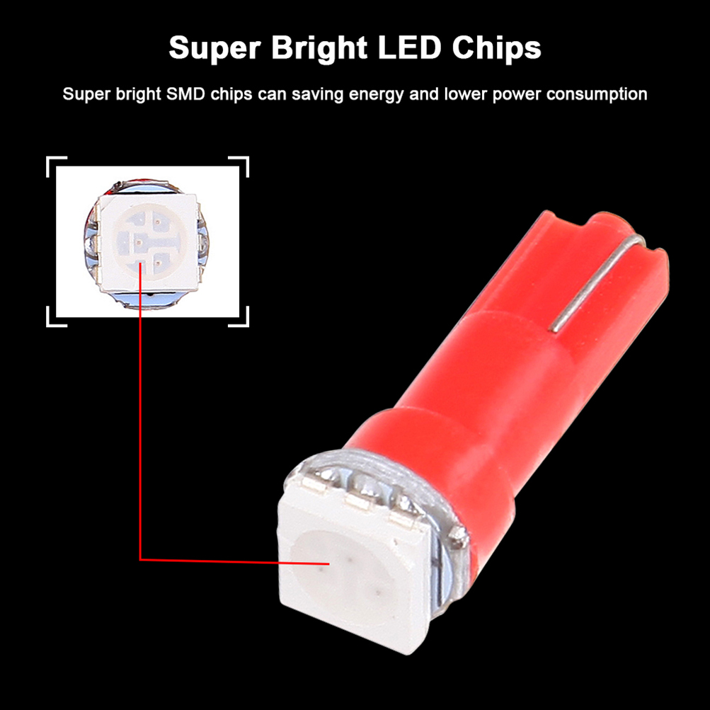 Red T5 LED Interior Light Bulb 1SMD 5050 Chips With 3/8