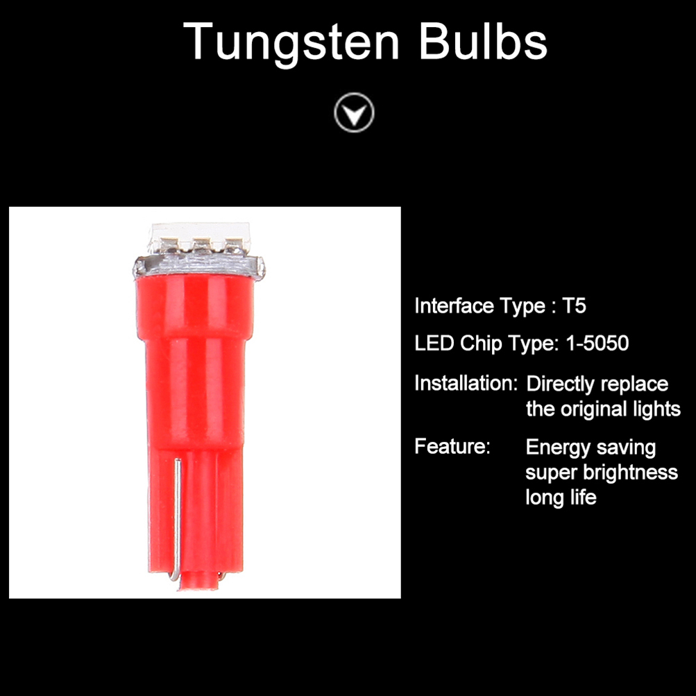 Red T5 LED Interior Light Bulb 1SMD 5050 Chips