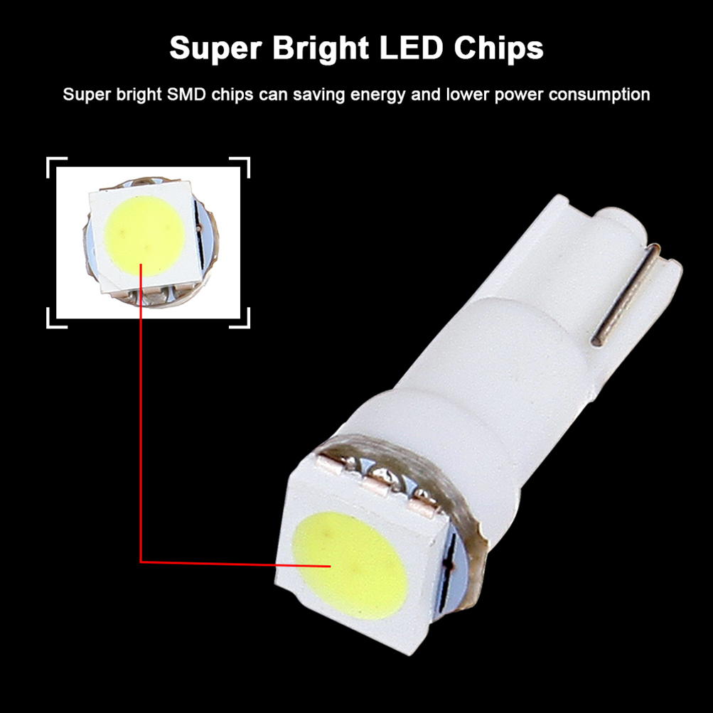 White T5 LED Side Marker Light Bulb 1SMD 5050 Chips